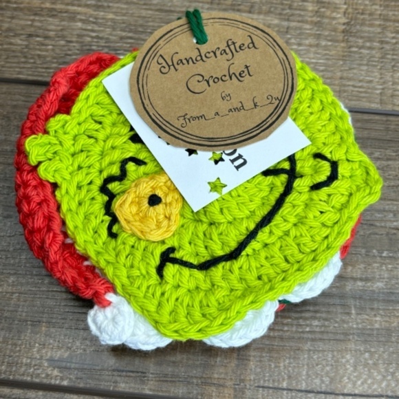Coasters Christmas Holiday Set of 4 Handcrafted Crochet by Seller Cotton - Picture 4 of 16